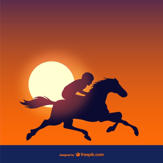 Racing horse at sunset