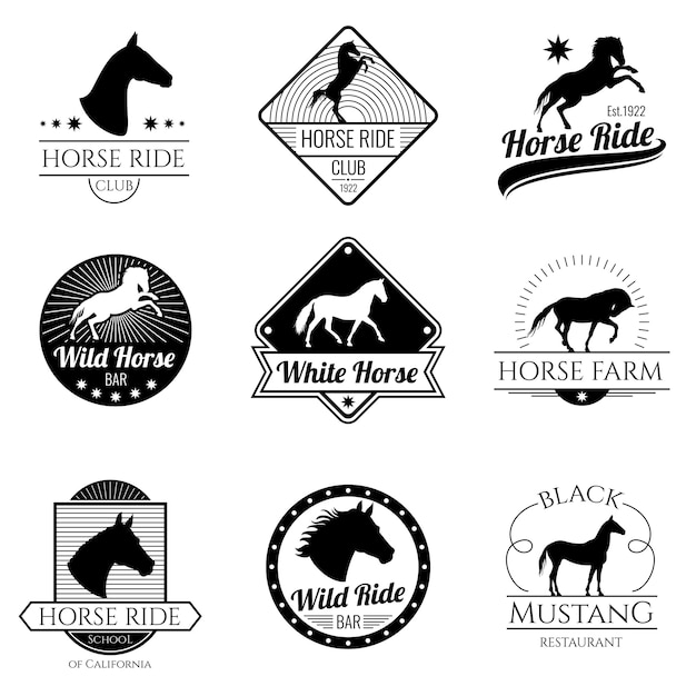 Download Free Racing Horse Running Mare Vector Vintage Logos And Labels Set Use our free logo maker to create a logo and build your brand. Put your logo on business cards, promotional products, or your website for brand visibility.