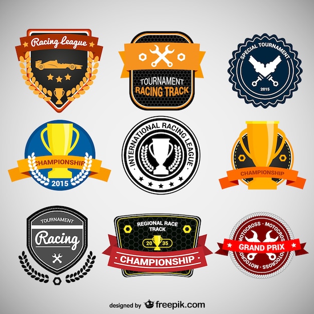 Racing stickers collection Free Vector