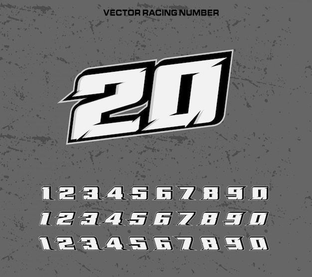 Download Racing typography font with numbers | Premium Vector