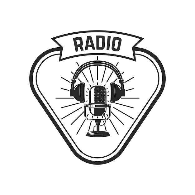Download Free Radio Emblem Template With Retro Microphone Element For Logo Use our free logo maker to create a logo and build your brand. Put your logo on business cards, promotional products, or your website for brand visibility.