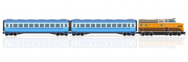 Railway train with locomotive and wagons vector illustration Premium Vector