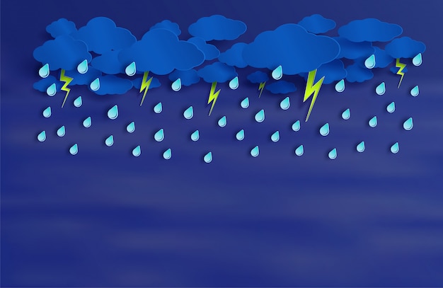 The rain is going to fall on night sky Premium Vector