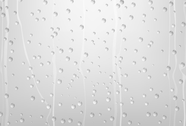 Premium Vector | Rain water drops on glass with gray background