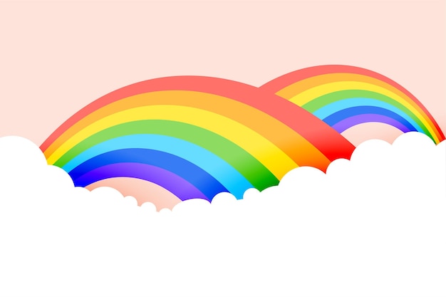 Download Free Vector | Rainbow background with clouds in pastel colors