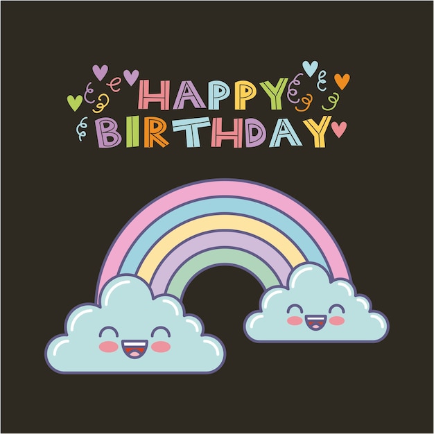 Download Rainbow birthday card Vector | Premium Download