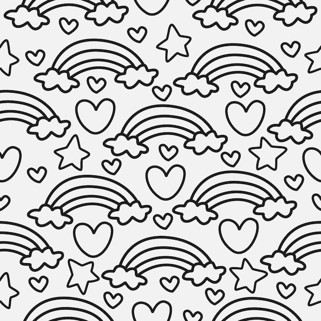 Premium Vector | Rainbow cartoon doodle pattern