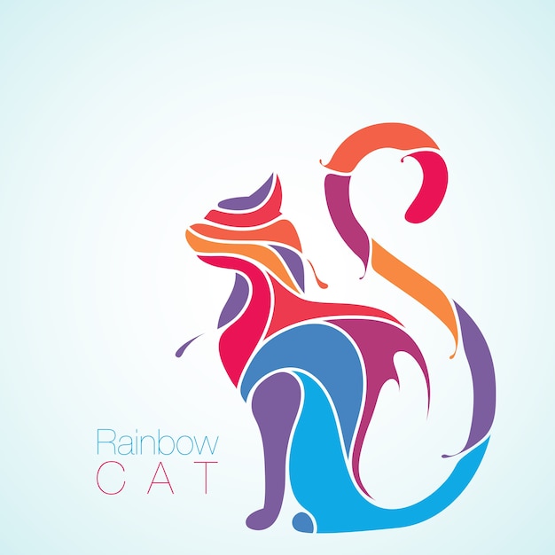 Premium Vector | Rainbow cat splash silhouette