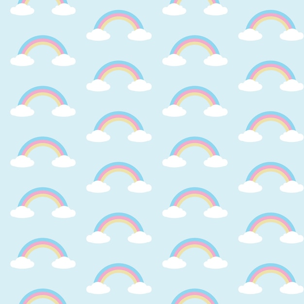 Download Rainbow Clouds Pattern Vector | Premium Download