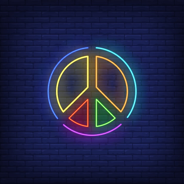 Free Vector | Rainbow colored peace emblem neon sign