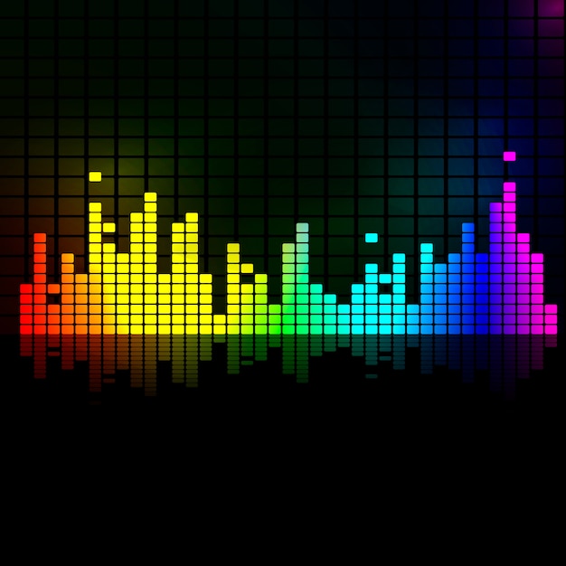 Rainbow equalizer with reflection. vector background | Premium Vector