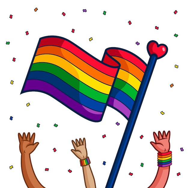 Download Rainbow flag on pride day concept | Free Vector
