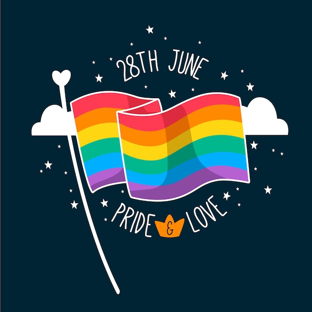 Download Rainbow flag with pride day concept | Free Vector