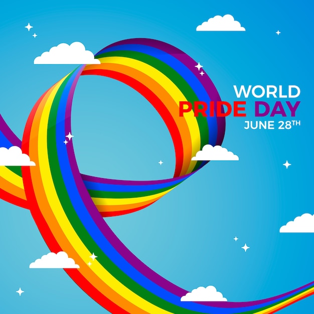 Download Rainbow flag with pride day style | Free Vector