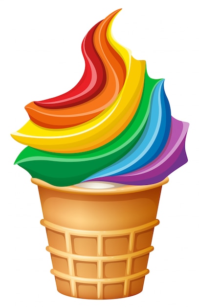 Premium Vector Rainbow Ice Cream In Cone