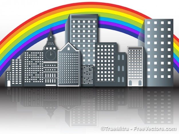 Rainbow over the modern city