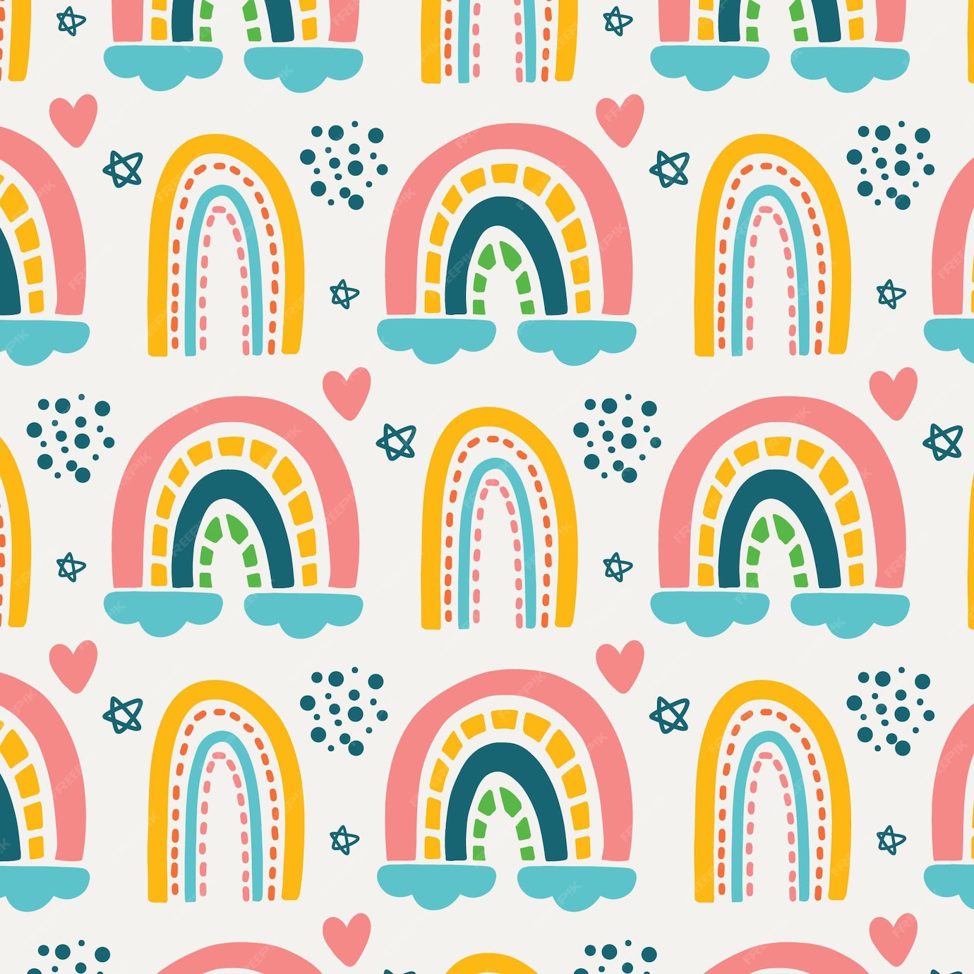 Free Vector | Rainbow pattern with heart shapes