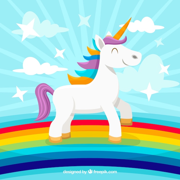 Premium Vector Rainbow Unicorn Background In The Rainbow