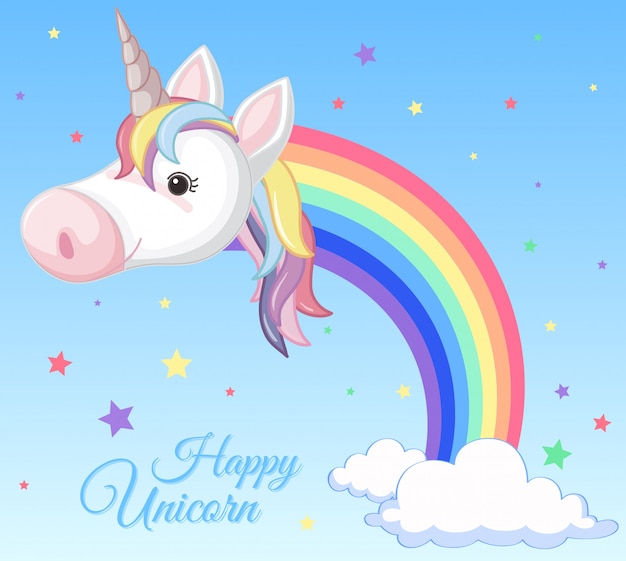Premium Vector | A rainbow unicorn and cloud