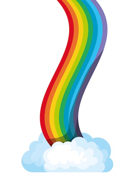 Download Rainbow with clouds isolated icon Vector | Premium Download