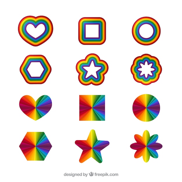 Free Vector | Rainbows collection with different shapes in flat syle