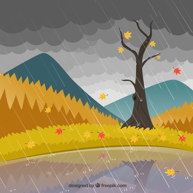 Rainy landscape Vector | Premium Download
