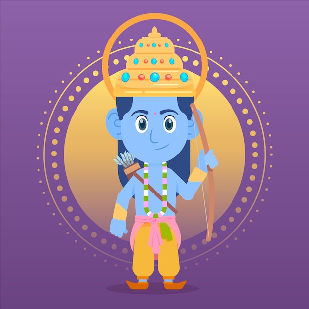 Download Ram navami with child god | Free Vector