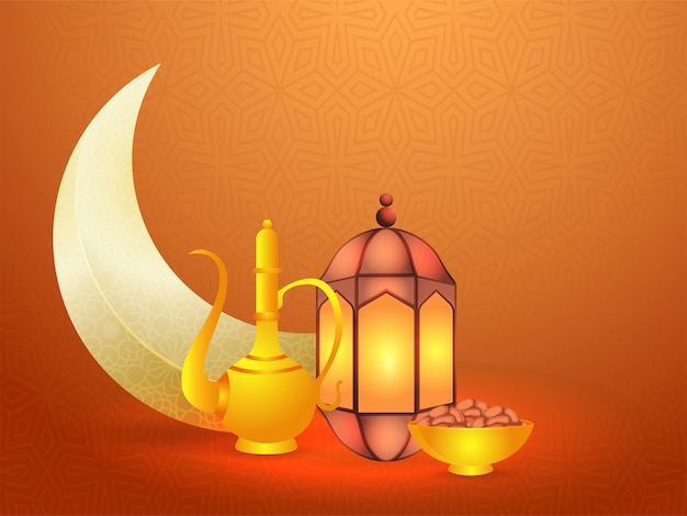 Premium Vector | Ramadan. background design with crescent moon, illuminated