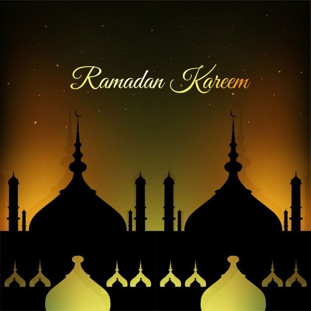 Free Vector | Ramadan background with arabic buildings silhouettes