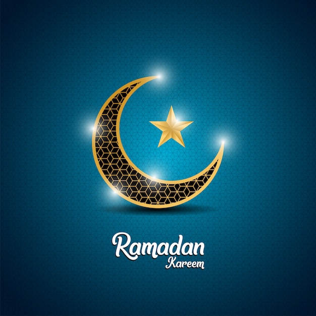 Premium Vector | Ramadan background with golden crescent moon and star