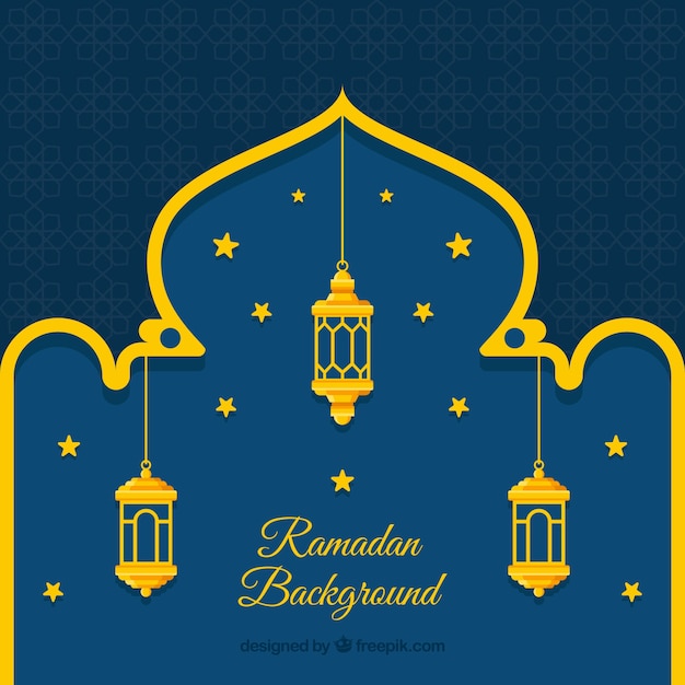 Free Vector | Ramadan background with golden ornaments in flat style