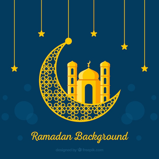 Free Vector | Ramadan background with golden ornaments in flat style