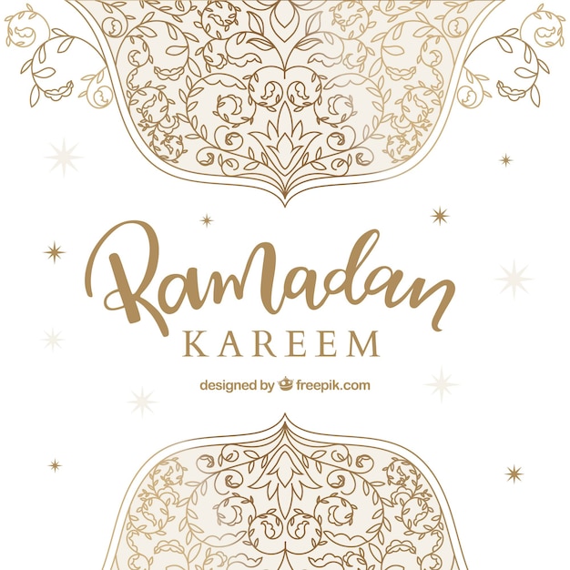 Free Vector | Ramadan background with golden ornaments in hand drawn style