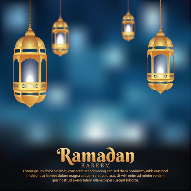 Premium Vector | Ramadan background with illuminated lanterns