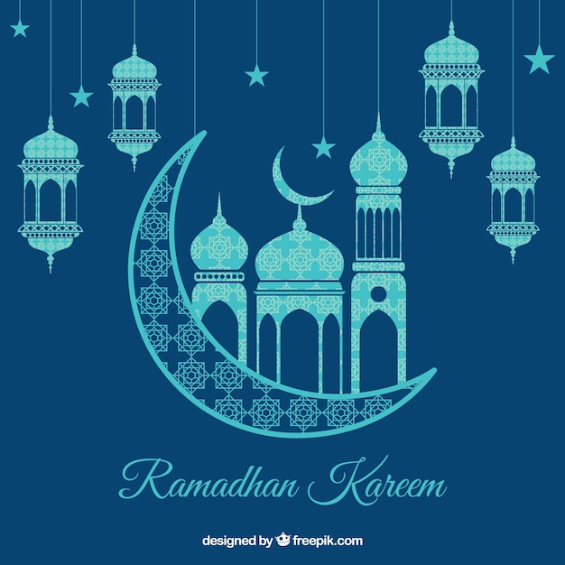 Ramadan background with lamps and ornaments Vector | Free Download