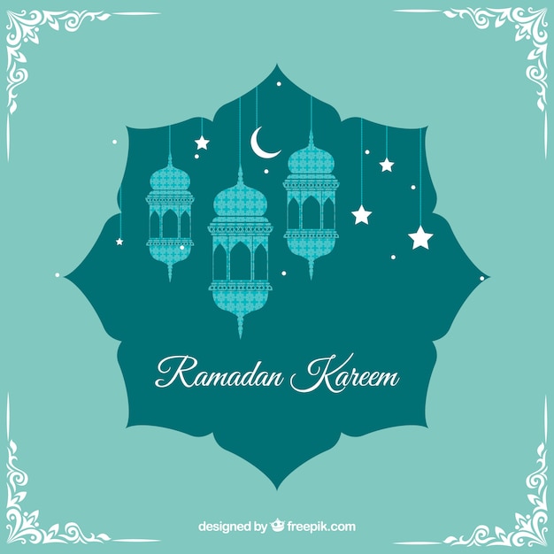 Free Vector | Ramadan background with lamps and ornaments