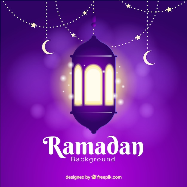 Free Vector | Ramadan background with lamps and ornaments