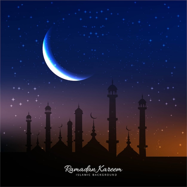 Free Vector | Ramadan background with mosque and moon