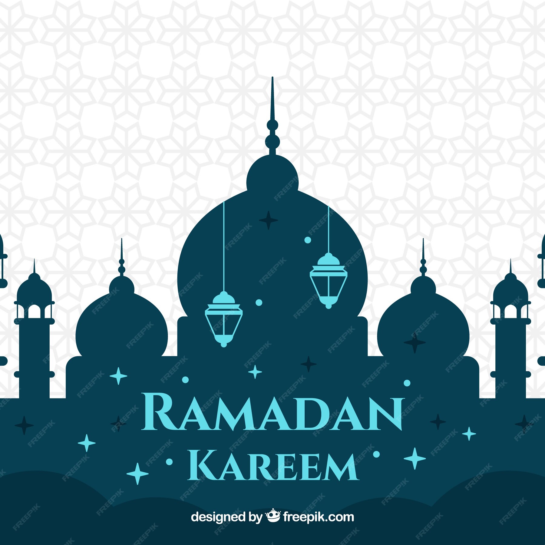 Free Vector | Ramadan background with mosque silhouette in flat style