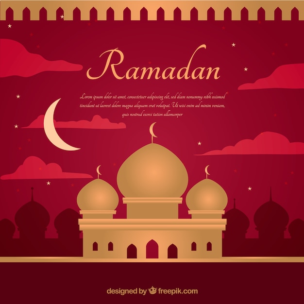 Free Vector Ramadan Background With Mosques