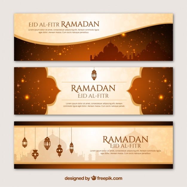 Ramadan banners in elegant style Free Vector