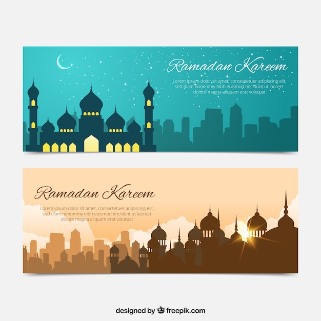 ramadan banners of beautiful landscapes Vector | Free Download