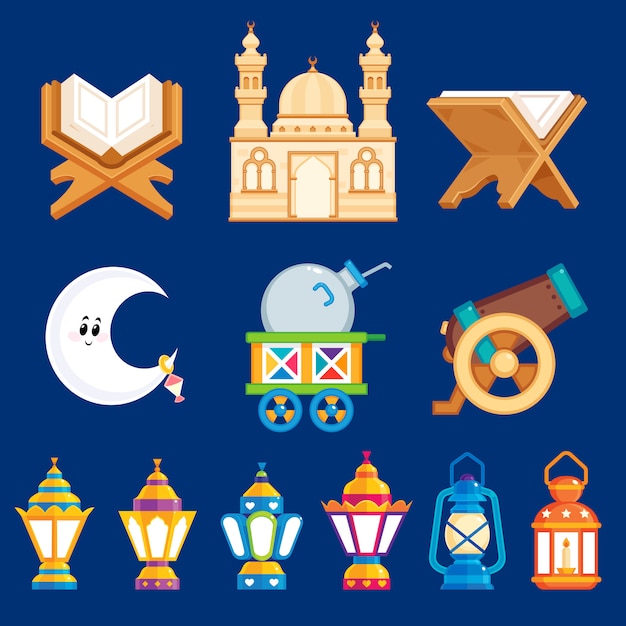 Premium Vector | Ramadan cartoon elements