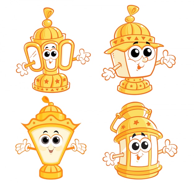 Premium Vector | Ramadan cartoon lanterns