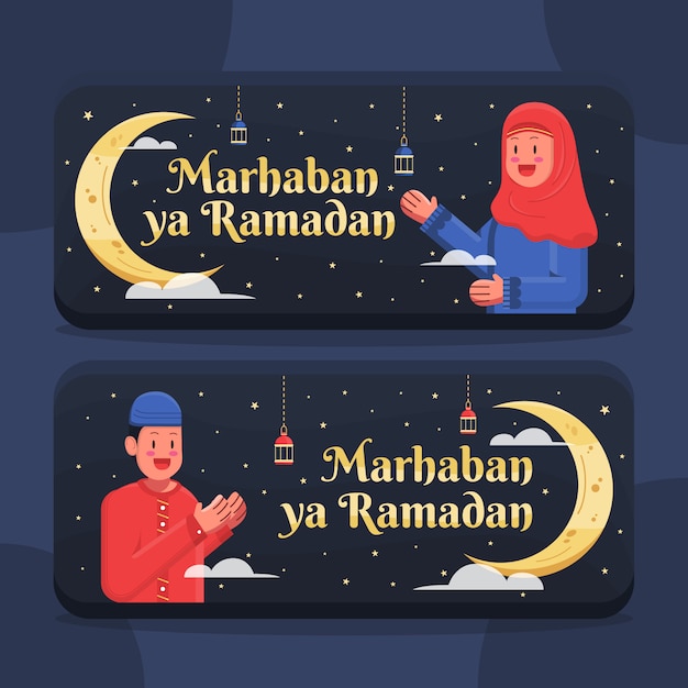 Premium Vector | Ramadan greeting card cartoon illustration