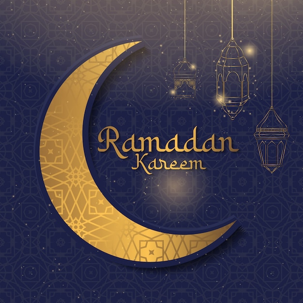 Premium Vector | Ramadan kareem background with lantern