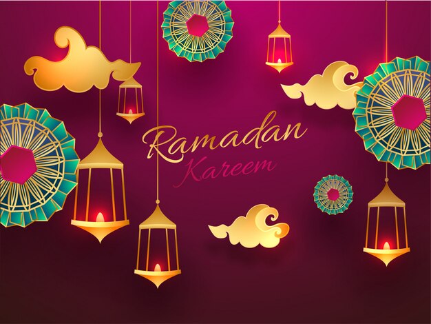 Premium Vector Ramadan Kareem Banner Or Poster Design Decorated With
