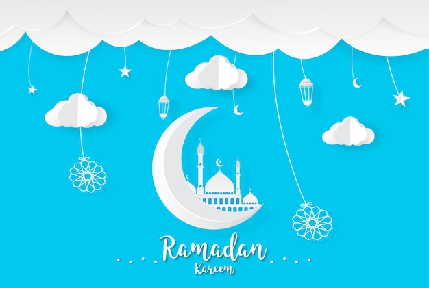 Premium Vector | Ramadan kareem cartoon background