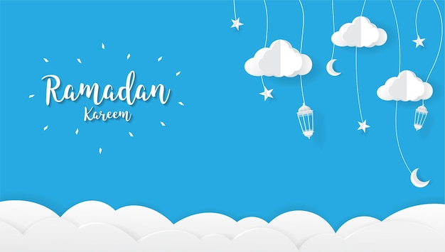 Premium Vector | Ramadan kareem cartoon background