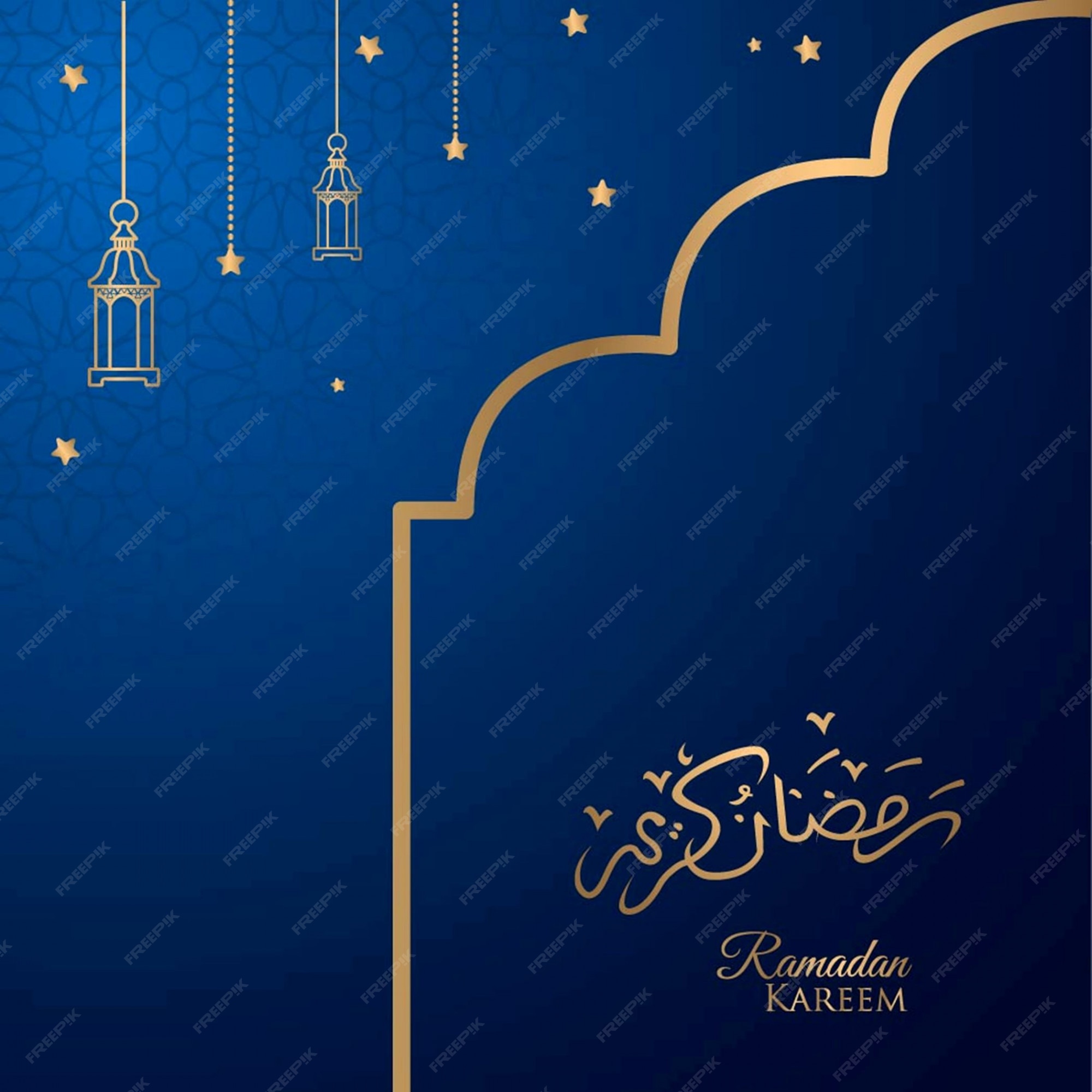 Premium Vector | Ramadan kareem greeting card design with lantern